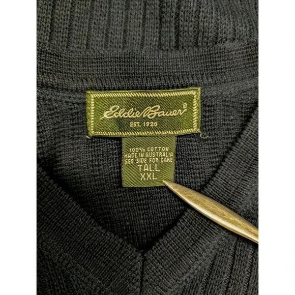 Eddie Bauer Sweater Vest Men’s Size XXL TALL Dark Blue V-Neck Preppy Church - Picture 3 of 10
